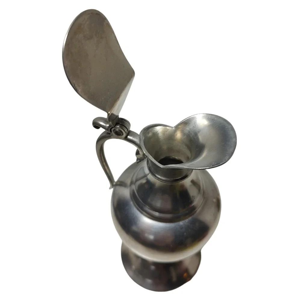 Vintage Royal Holland Pewter Pitcher Daalderop Creamer Hinged‎ Lid Handle SEE